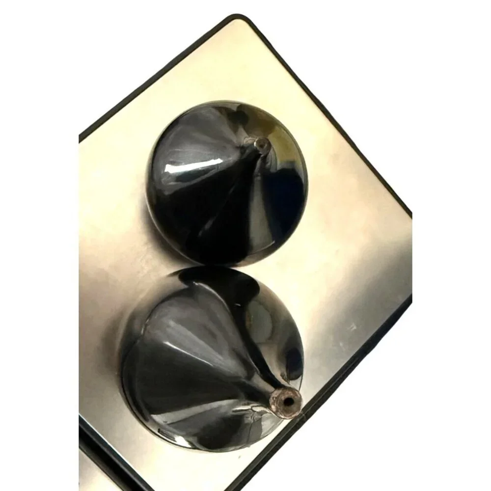 Mid Century Takahashi Black Lacquered Teardrop Salt & Pepper Shakers Japan FLAWS